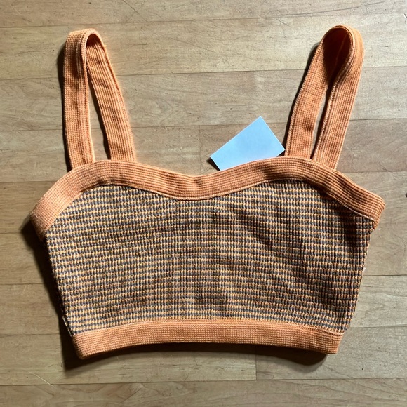 Zara Tops - NEW Zara orange stripe cropped knit cami Medium